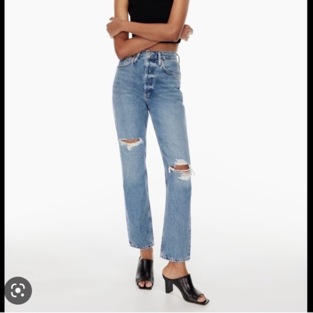 Citizens of Humanity Sabine Jeans 27 torn straight leg high rise button fly blue - Picture 1 of 12
